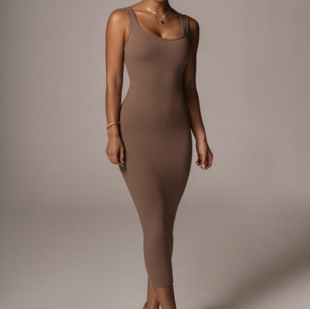 NWT Reine Cocoa Ribbed Dress